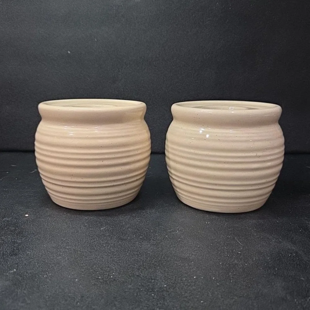 Ceramic Bright Red Apple Candleholders, Set of 2, Vintage Hand Painted Votives